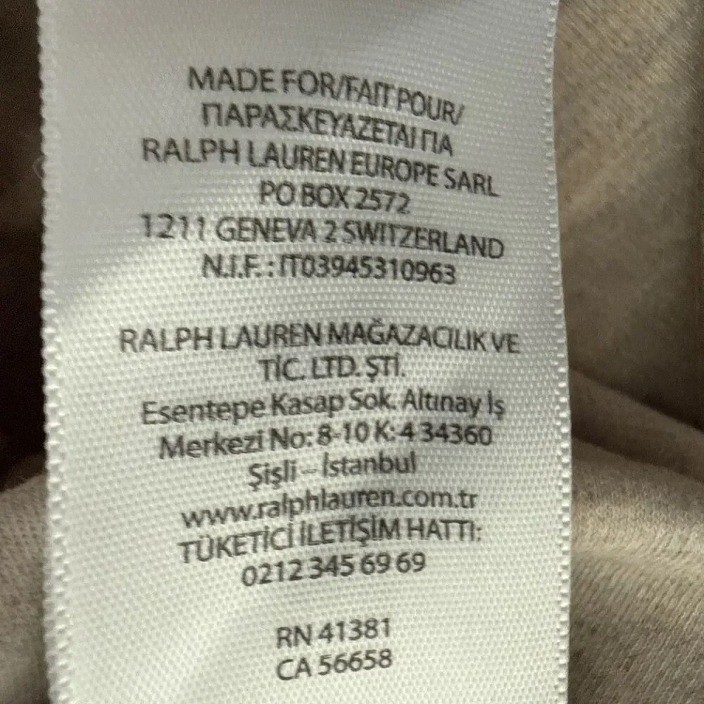 Polo Ralph Lauren Polo Shirt Mens L Tan Classic Fit LS Flesh Pony 100% Cotton